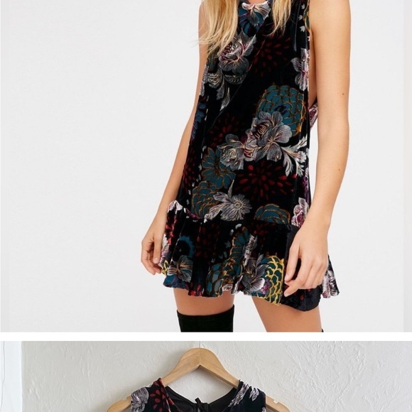 Free People velvet burnout mini dress - Picture 2 of 7
